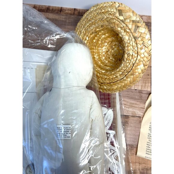 Friends Are Forever Doll Kit With Muslin Body Straw Hat Red Plaid Fabric Lace De - Picture 6 of 6